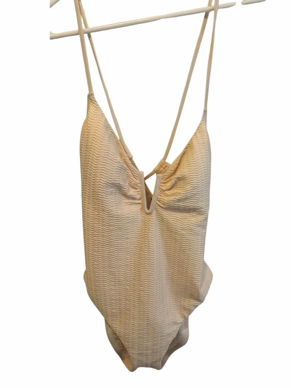 NWT Sanctuary Refresh Rib V-Wire Mio One-Piece Swimsuit White Sand Size Large